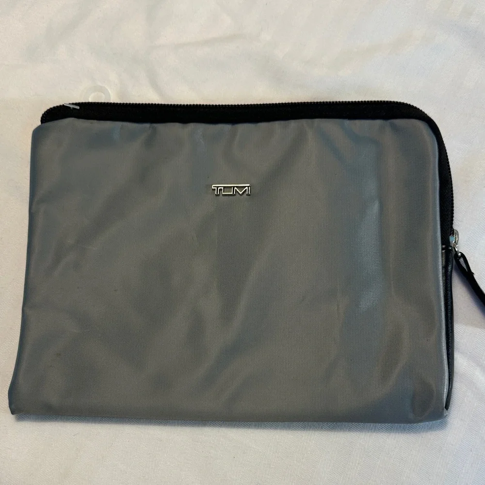 Tumi Gray and Black Zip Toiletry Pouch